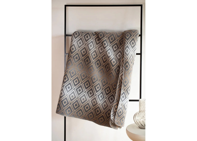 David Fussenegger Plaid Savona - Ruit - Grijs / Beige / Antraciet / Ecru