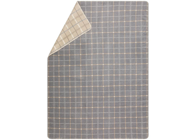 David Fussenegger Plaid Savona - Geruit - Grijs / Ecru / Beige