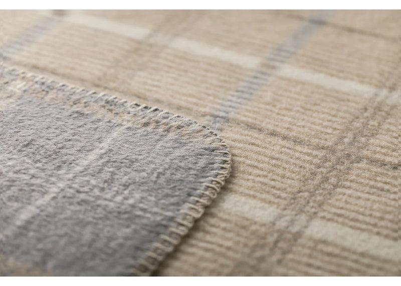 David Fussenegger Plaid Savona - Geruit - Grijs / Ecru / Beige