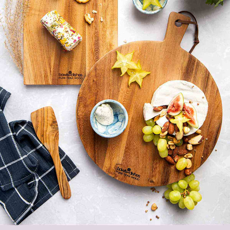Bowls and Dishes Teak Wood Serveerplank rond Ø 25 x 1,5 cm