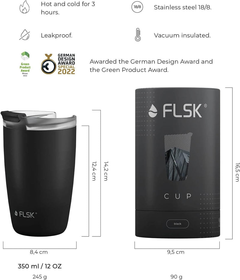 FLSK Thermosbeker CUP 350 ml - zwart