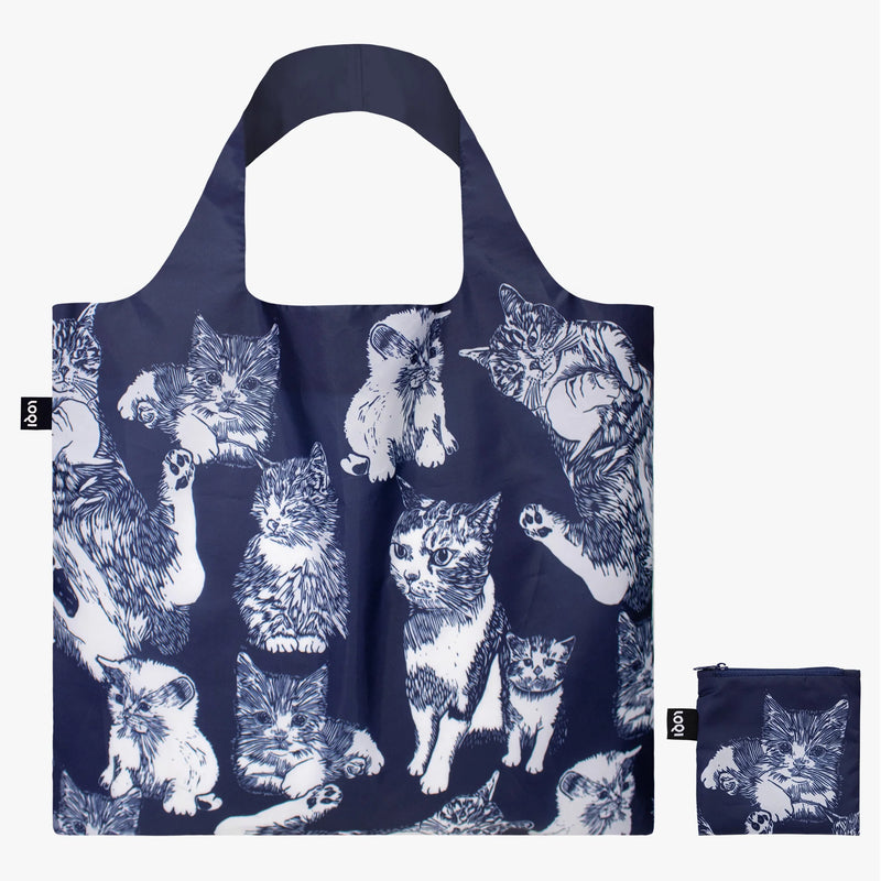 LOQI Falttasche „Blaue Katzen“ Recycelt