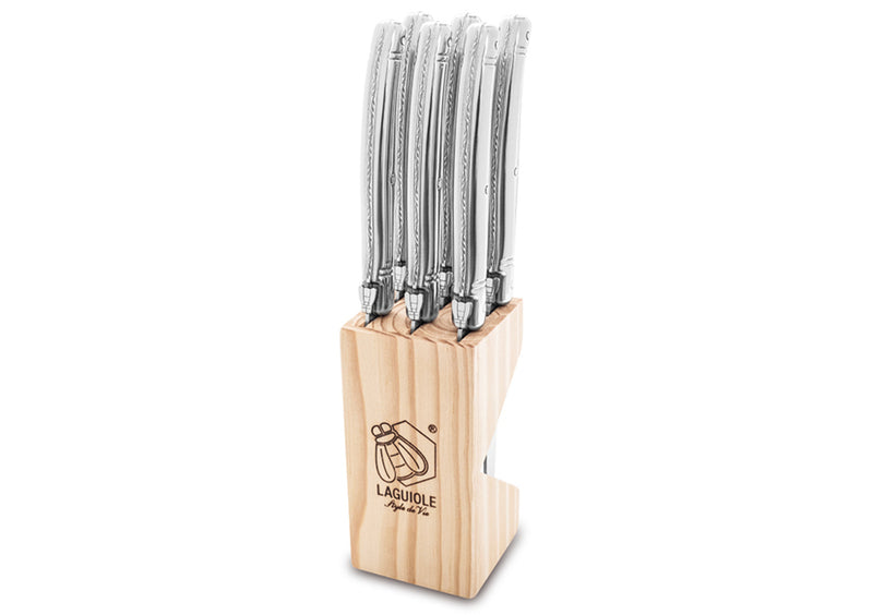 Laguiole-Style-de-Vie-Premium-Line-Steakmessenset-RVS-6-delig-met-houten-blokje