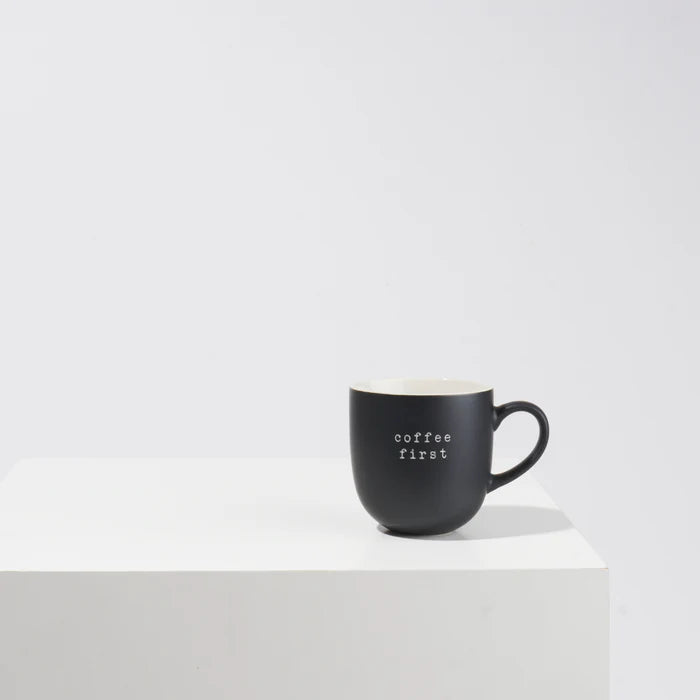 Asa Selection Hey! Mok "Coffee first" Zwart – 350 ml