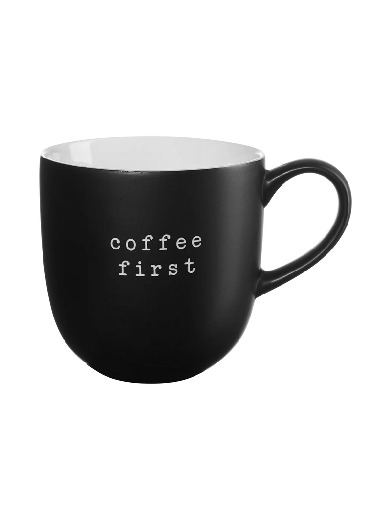 Asa Selection Hey! Mok "Coffee first" Zwart – 350 ml