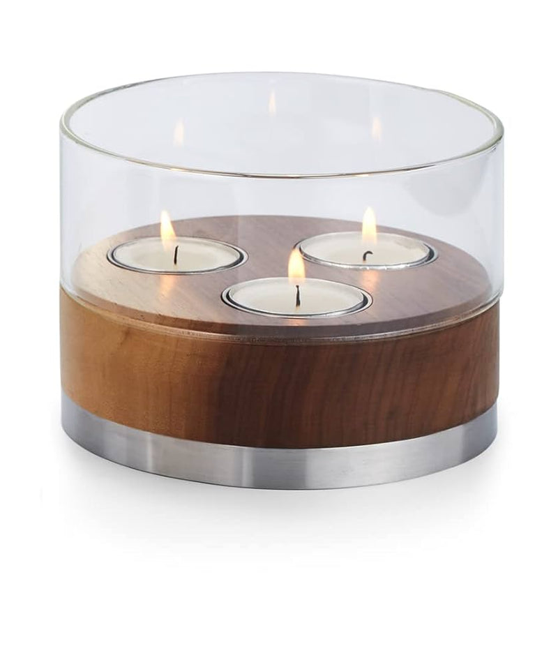 Philippi-waxinehouder-hout-glas