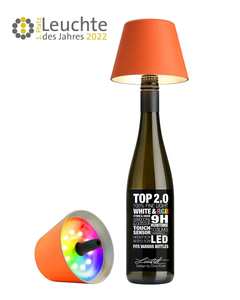 Sompex LED flessenlamp "TOP 2.0" met accu - oranje