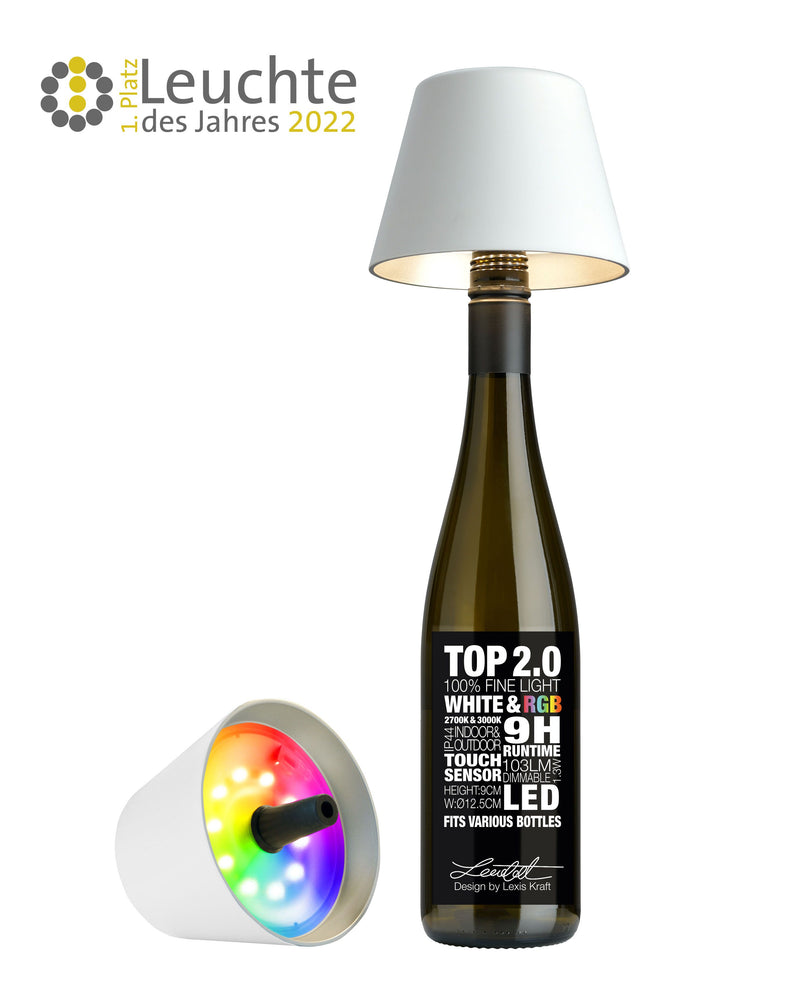 Sompex LED-Flaschenlampe „TOP 2.0“ mit Akku – weiß
