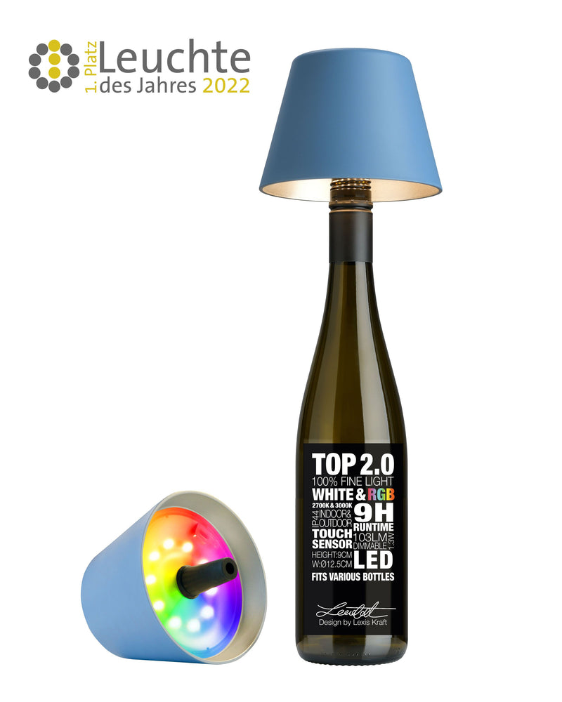 Sompex LED-Flaschenlampe „TOP 2.0“ mit Akku – blau