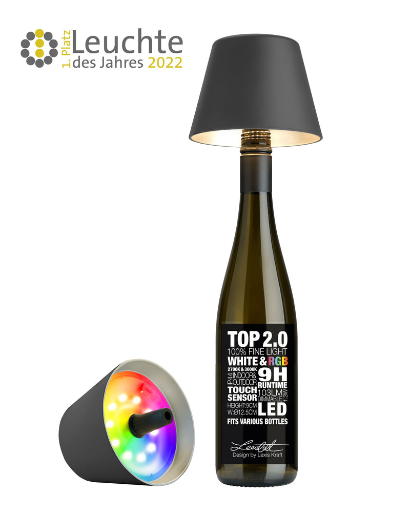 Sompex LED flessenlamp "TOP 2.0" met accu - antraciet