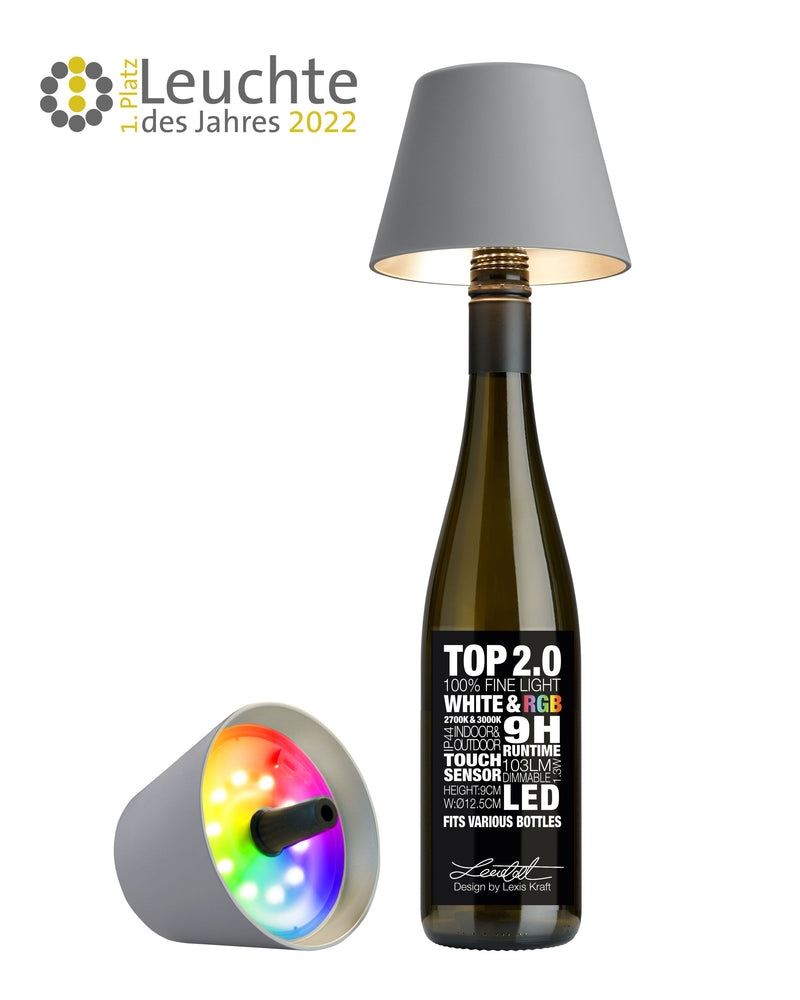Sompex LED flessenlamp "TOP 2.0" met accu - licht grijs