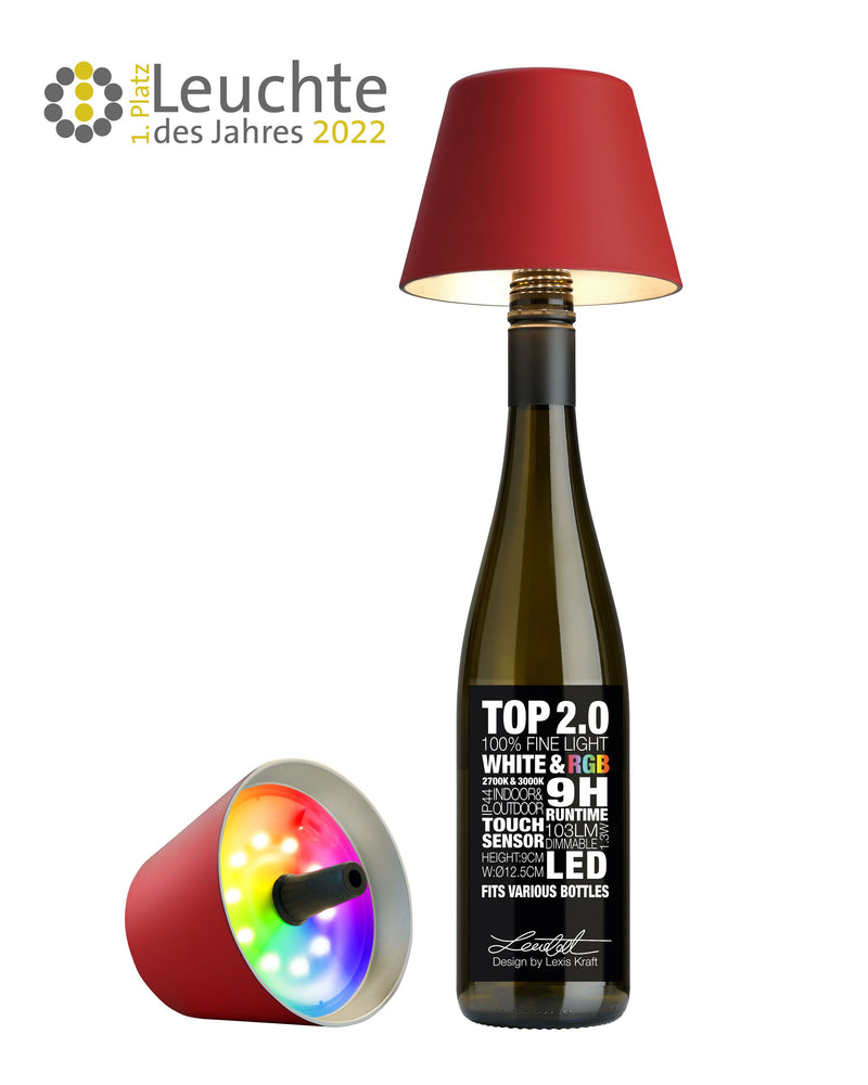 Sompex LED flessenlamp "TOP 2.0" met accu - rood