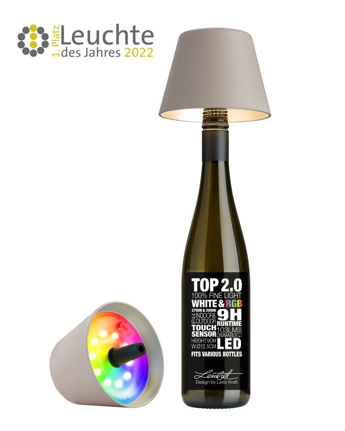 Sompex LED-Flaschenlampe „TOP 2.0“ mit Akku – Sand