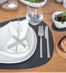 LIND DNA Placemat Curve L - Duurzaam leer - "Hippo" Antraciet Zwart