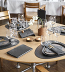 LIND DNA Placemat Curve L - Duurzaam leer - "Hippo" Antraciet Zwart