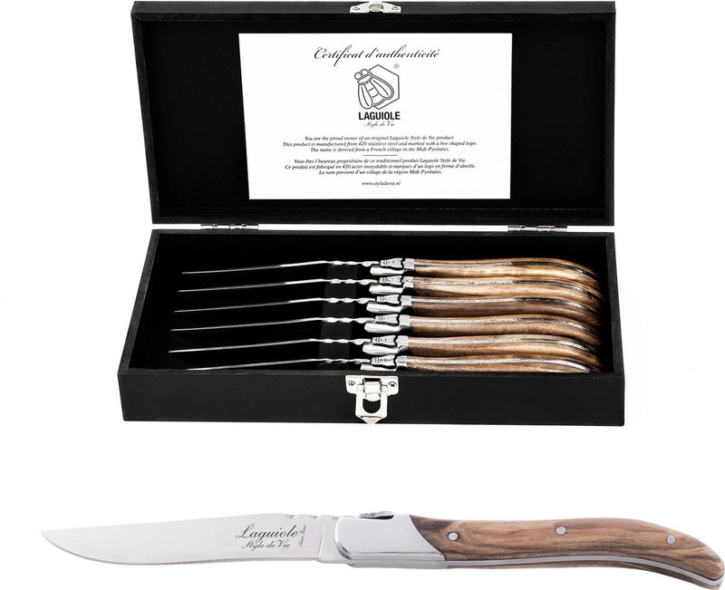 Laguiole „Luxury Line“ 6 Steakmesser – Olivenholz