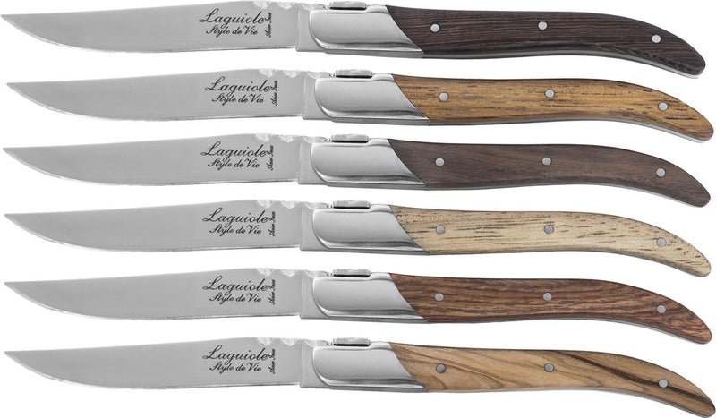 Laguiole „Luxury Line“ Steakmesserset 6 verschiedene Holzarten